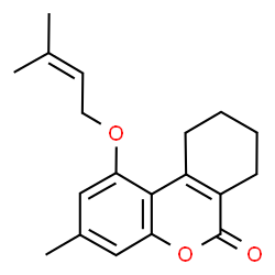 ChemSpider 2D Image | 3-Methyl-1-[(3-methyl-2-buten-1-yl)oxy]-7,8,9,10-tetrahydro-6H-benzo[c]chromen-6-one | C19H22O3