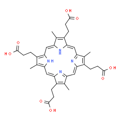 ChemSpider 2D Image | 3,3',3'',3'''-(3,8,13,18-Tetramethyl-2,7,12,17-porphyrintetrayl)tetrapropanoic acid | C36H38N4O8