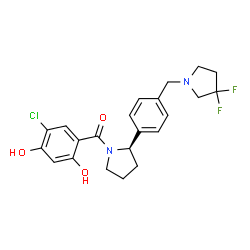 ChemSpider 2D Image | (5-Chloro-2,4-dihydroxyphenyl)[(2R)-2-{4-[(3,3-difluoro-1-pyrrolidinyl)methyl]phenyl}-1-pyrrolidinyl]methanone | C22H23ClF2N2O3