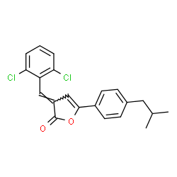 ChemSpider 2D Image | (3E)-3-(2,6-Dichlorobenzylidene)-5-(4-isobutylphenyl)-2(3H)-furanone | C21H18Cl2O2