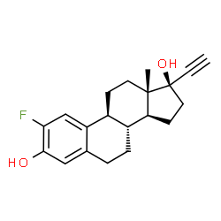 ChemSpider 2D Image | (17alpha)-2-Fluoro-19-norpregna-1(10),2,4-trien-20-yne-3,17-diol | C20H23FO2