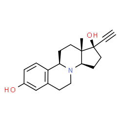 ChemSpider 2D Image | 8-Aza-19-norpregna-1,3,5(10)-trien-20-yne-3,17-diol, (17alpha)- | C19H23NO2