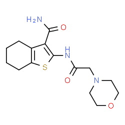 ChemSpider 2D Image | 2-[(4-Morpholinylacetyl)amino]-4,5,6,7-tetrahydro-1-benzothiophene-3-carboxamide | C15H21N3O3S