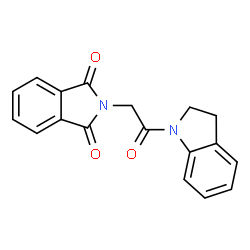 ChemSpider 2D Image | 2-[2-(2,3-dihydroindol-1-yl)-2-oxoethyl]isoindole-1,3-dione | C18H14N2O3