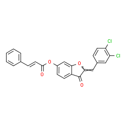 ChemSpider 2D Image | (2Z)-2-(3,4-Dichlorobenzylidene)-3-oxo-2,3-dihydro-1-benzofuran-6-yl (2E)-3-phenylacrylate | C24H14Cl2O4