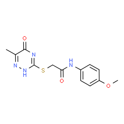 ChemSpider 2D Image | acetamide, 2-[(5-hydroxy-6-methyl-1,2,4-triazin-3-yl)thio]-N-(4-methoxyphenyl)- | C13H14N4O3S