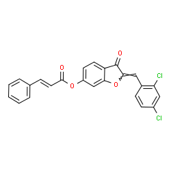 ChemSpider 2D Image | (2Z)-2-(2,4-Dichlorobenzylidene)-3-oxo-2,3-dihydro-1-benzofuran-6-yl (2E)-3-phenylacrylate | C24H14Cl2O4
