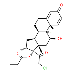 ChemSpider 2D Image | (8alpha,11beta,16alpha)-21-Chloro-9-fluoro-11-hydroxy-16-methyl-3,20-dioxopregna-1,4-dien-17-yl propionate | C25H32ClFO5