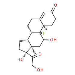 ChemSpider 2D Image | (10alpha,11alpha,13alpha,14beta)-9-Fluoro-11,17,21-trihydroxypregn-4-ene-3,20-dione | C21H29FO5