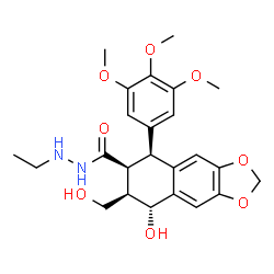 ChemSpider 2D Image | (5S,6S,7R,8R)-N'-Ethyl-8-hydroxy-7-(hydroxymethyl)-5-(3,4,5-trimethoxyphenyl)-5,6,7,8-tetrahydronaphtho[2,3-d][1,3]dioxole-6-carbohydrazide | C24H30N2O8