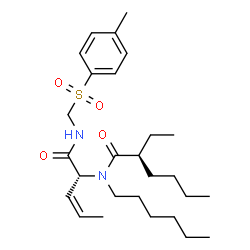 ChemSpider 2D Image | (2S)-2-Ethyl-N-hexyl-N-[(2R,3Z)-1-({[(4-methylphenyl)sulfonyl]methyl}amino)-1-oxo-3-penten-2-yl]hexanamide | C27H44N2O4S