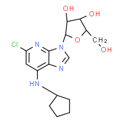 ChemSpider 2D Image | 5-Chloro-N-cyclopentyl-3-(alpha-D-ribofuranosyl)-3H-imidazo[4,5-b]pyridin-7-amine | C16H21ClN4O4