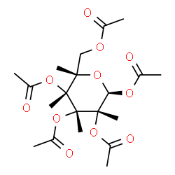 ChemSpider 2D Image | 5-(Acetoxymethyl)-1,2,3,4-tetra-O-acetyl-6-deoxy-2,3,4-tri-C-methyl-beta-D-allopyranose | C20H30O11