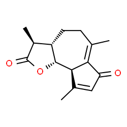 ChemSpider 2D Image | (3S,3aS,9aR,9bR)-3,6,9-Trimethyl-3,3a,4,5,9a,9b-hexahydroazuleno[4,5-b]furan-2,7-dione | C15H18O3