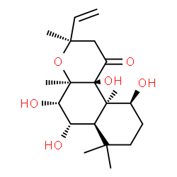 ChemSpider 2D Image | (3R,4aR,5S,6S,6aR,10S,10aR,10bS)-5,6,10,10b-Tetrahydroxy-3,4a,7,7,10a-pentamethyl-3-vinyldodecahydro-1H-benzo[f]chromen-1-one | C20H32O6