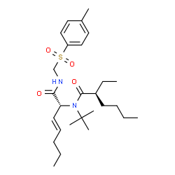 ChemSpider 2D Image | (2R,3E)-2-{[(2S)-2-Ethylhexanoyl](2-methyl-2-propanyl)amino}-N-{[(4-methylphenyl)sulfonyl]methyl}-3-heptenamide | C27H44N2O4S
