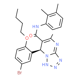 ChemSpider 2D Image | (7S)-7-(5-Bromo-2-butoxyphenyl)-N-(2,3-dimethylphenyl)-5-methyl-1,7-dihydrotetrazolo[1,5-a]pyrimidine-6-carboxamide | C24H27BrN6O2