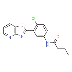ChemSpider 2D Image | N-[4-Chloro-3-([1,3]oxazolo[4,5-b]pyridin-2-yl)phenyl]butanamide | C16H14ClN3O2