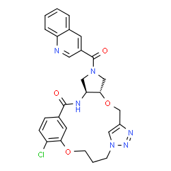 ChemSpider 2D Image | (4S,8S)-20-Chloro-6-(3-quinolinylcarbonyl)-9,18-dioxa-3,6,12,13,14-pentaazatetracyclo[17.3.1.1~11,14~.0~4,8~]tetracosa-1(23),11(24),12,19,21-pentaen-2-one | C27H25ClN6O4