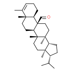 ChemSpider 2D Image | (3R,3aR,5aR,5bR,7aS,11aR,11bR,13aS,13bR)-3-Isopropyl-3a,5a,7a,8,13a-pentamethyl-1,2,3,3a,4,5,5a,5b,6,7,7a,10,11,11a,12,13,13a,13b-octadecahydro-11bH-cyclopenta[a]chrysene-11b-carbaldehyde | C30H48O