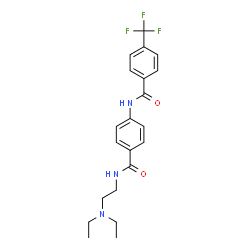 ChemSpider 2D Image | N-(4-{[2-(Diethylamino)ethyl]carbamoyl}phenyl)-4-(trifluoromethyl)benzamide | C21H24F3N3O2