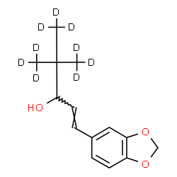 ChemSpider 2D Image | (1E)-1-(1,3-Benzodioxol-5-yl)-4,4-bis[(~2~H_3_)methyl](5,5,5-~2~H_3_)-1-penten-3-ol | C14H9D9O3