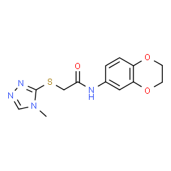 ChemSpider 2D Image | N-(2,3-Dihydro-1,4-benzodioxin-6-yl)-2-[(4-methyl-4H-1,2,4-triazol-3-yl)sulfanyl]acetamide | C13H14N4O3S
