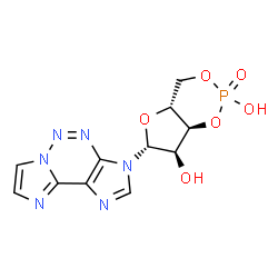 ChemSpider 2D Image | (4aR,6R,7R,7aS)-6-(3H-Diimidazo[1,2-c:4',5'-e][1,2,3]triazin-3-yl)tetrahydro-4H-furo[3,2-d][1,3,2]dioxaphosphinine-2,7-diol 2-oxide | C11H11N6O6P