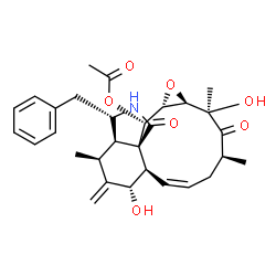 ChemSpider 2D Image | (1aR,2R,4S,6Z,7aR,8S,10S,10aR,11S,13aR,14S,14aS)-11-Benzyl-2,8-dihydroxy-2,4,10-trimethyl-9-methylene-3,13-dioxo-2,3,4,5,7a,8,9,10,10a,11,12,13,14,14a-tetradecahydro-1aH-oxireno[9,10]cycloundeca[1,2-d
]isoindol-14-yl acetate | C30H37NO7