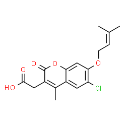 ChemSpider 2D Image | {6-Chloro-4-methyl-7-[(3-methyl-2-buten-1-yl)oxy]-2-oxo-2H-chromen-3-yl}acetic acid | C17H17ClO5