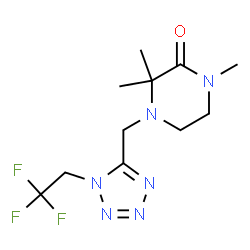 ChemSpider 2D Image | 1,3,3-Trimethyl-4-{[1-(2,2,2-trifluoroethyl)-1H-tetrazol-5-yl]methyl}-2-piperazinone | C11H17F3N6O
