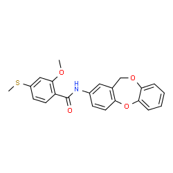 ChemSpider 2D Image | N-(11H-Dibenzo[b,e][1,4]dioxepin-2-yl)-2-methoxy-4-(methylsulfanyl)benzamide | C22H19NO4S