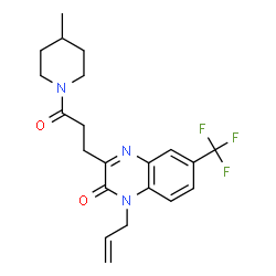ChemSpider 2D Image | 1-Allyl-3-[3-(4-methyl-1-piperidinyl)-3-oxopropyl]-6-(trifluoromethyl)-2(1H)-quinoxalinone | C21H24F3N3O2