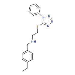 ChemSpider 2D Image | N-(4-Ethylbenzyl)-2-[(1-phenyl-1H-tetrazol-5-yl)sulfanyl]ethanamine | C18H21N5S