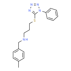ChemSpider 2D Image | N-(4-Methylbenzyl)-3-[(1-phenyl-1H-tetrazol-5-yl)sulfanyl]-1-propanamine | C18H21N5S