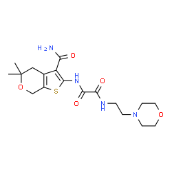 ChemSpider 2D Image | N-(3-Carbamoyl-5,5-dimethyl-4,7-dihydro-5H-thieno[2,3-c]pyran-2-yl)-N'-[2-(4-morpholinyl)ethyl]ethanediamide | C18H26N4O5S
