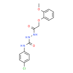 ChemSpider 2D Image | N-(4-Chlorophenyl)-2-[(2-methoxyphenoxy)acetyl]hydrazinecarboxamide | C16H16ClN3O4
