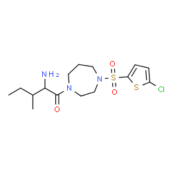 ChemSpider 2D Image | 2-Amino-1-{4-[(5-chloro-2-thienyl)sulfonyl]-1,4-diazepan-1-yl}-3-methyl-1-pentanone | C15H24ClN3O3S2