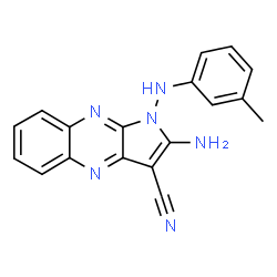 ChemSpider 2D Image | 2-Amino-1-[(3-methylphenyl)amino]-1H-pyrrolo[2,3-b]quinoxaline-3-carbonitrile | C18H14N6