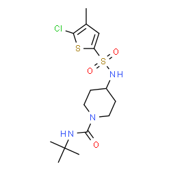 ChemSpider 2D Image | 4-{[(5-Chloro-4-methyl-2-thienyl)sulfonyl]amino}-N-(2-methyl-2-propanyl)-1-piperidinecarboxamide | C15H24ClN3O3S2