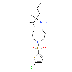 ChemSpider 2D Image | 2-Amino-1-{4-[(5-chloro-2-thienyl)sulfonyl]-1,4-diazepan-1-yl}-2-methyl-1-pentanone | C15H24ClN3O3S2