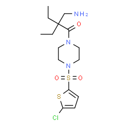 ChemSpider 2D Image | 2-(Aminomethyl)-1-{4-[(5-chloro-2-thienyl)sulfonyl]-1-piperazinyl}-2-ethyl-1-butanone | C15H24ClN3O3S2