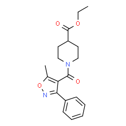 ChemSpider 2D Image | ethyl 1-(5-methyl-3-phenyl-1,2-oxazole-4-carbonyl)piperidine-4-carboxylate | C19H22N2O4