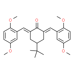 ChemSpider 2D Image | (2E,6E)-2,6-Bis(2,5-dimethoxybenzylidene)-4-(2-methyl-2-propanyl)cyclohexanone | C28H34O5