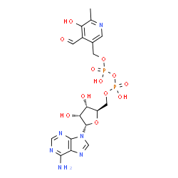 ChemSpider 2D Image | 9-{5-O-[({[(4-Formyl-5-hydroxy-6-methyl-3-pyridinyl)methoxy](hydroxy)phosphoryl}oxy)(hydroxy)phosphoryl]-alpha-D-ribofuranosyl}-9H-purin-6-amine | C18H22N6O12P2