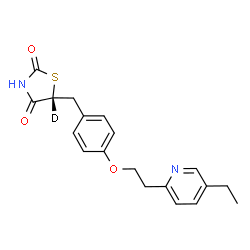 ChemSpider 2D Image | (5R)-5-{4-[2-(5-Ethyl-2-pyridinyl)ethoxy]benzyl}(5-~2~H)-1,3-thiazolidine-2,4-dione | C19H19DN2O3S