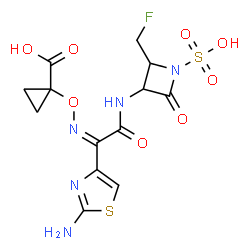 ChemSpider 2D Image | 1-({(Z)-[1-(2-Amino-1,3-thiazol-4-yl)-2-{[2-(fluoromethyl)-4-oxo-1-sulfo-3-azetidinyl]amino}-2-oxoethylidene]amino}oxy)cyclopropanecarboxylic acid | C13H14FN5O8S2