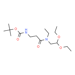 ChemSpider 2D Image | N-(2,2-Diethoxyethyl)-N-ethyl-N~3~-{[(2-methyl-2-propanyl)oxy]carbonyl}-beta-alaninamide | C16H32N2O5