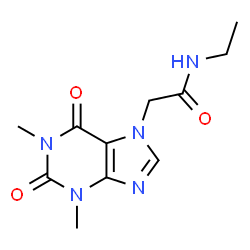 ChemSpider 2D Image | 2-(1,3-Dimethyl-2,6-dioxo-1,2,3,6-tetrahydro-7H-purin-7-yl)-N-ethylacetamide | C11H15N5O3
