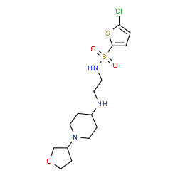 ChemSpider 2D Image | 5-Chloro-N-(2-{[1-(tetrahydro-3-furanyl)-4-piperidinyl]amino}ethyl)-2-thiophenesulfonamide | C15H24ClN3O3S2